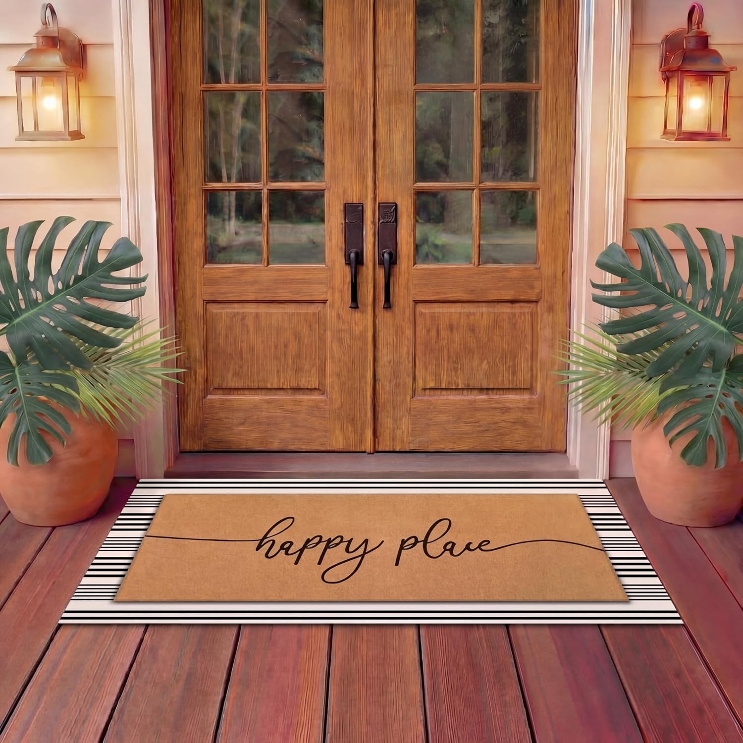 Striped Coir Layered Entryway Welcome Doormat