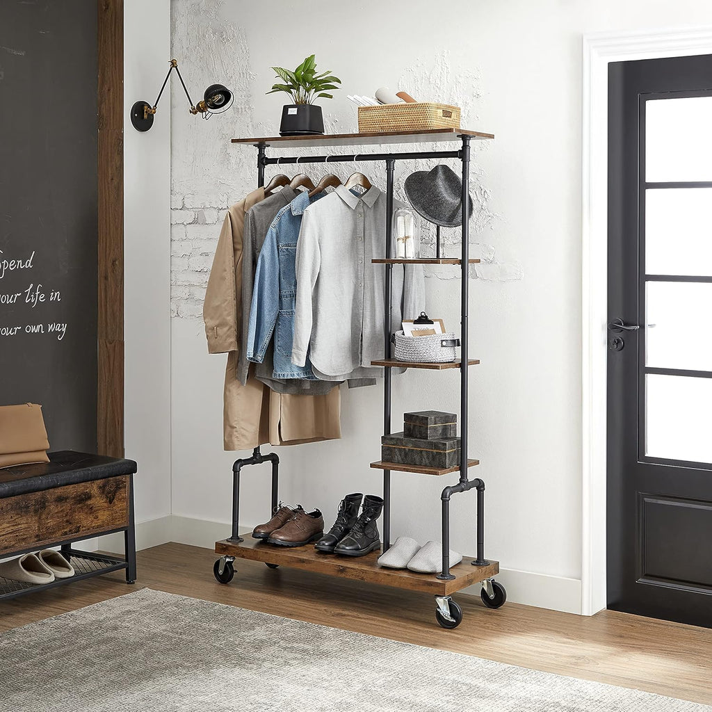 5-Tier Rolling Industrial Garment Rack