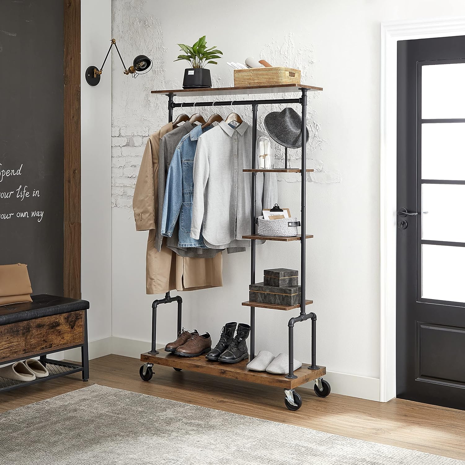 5-Tier Rolling Industrial Garment Rack