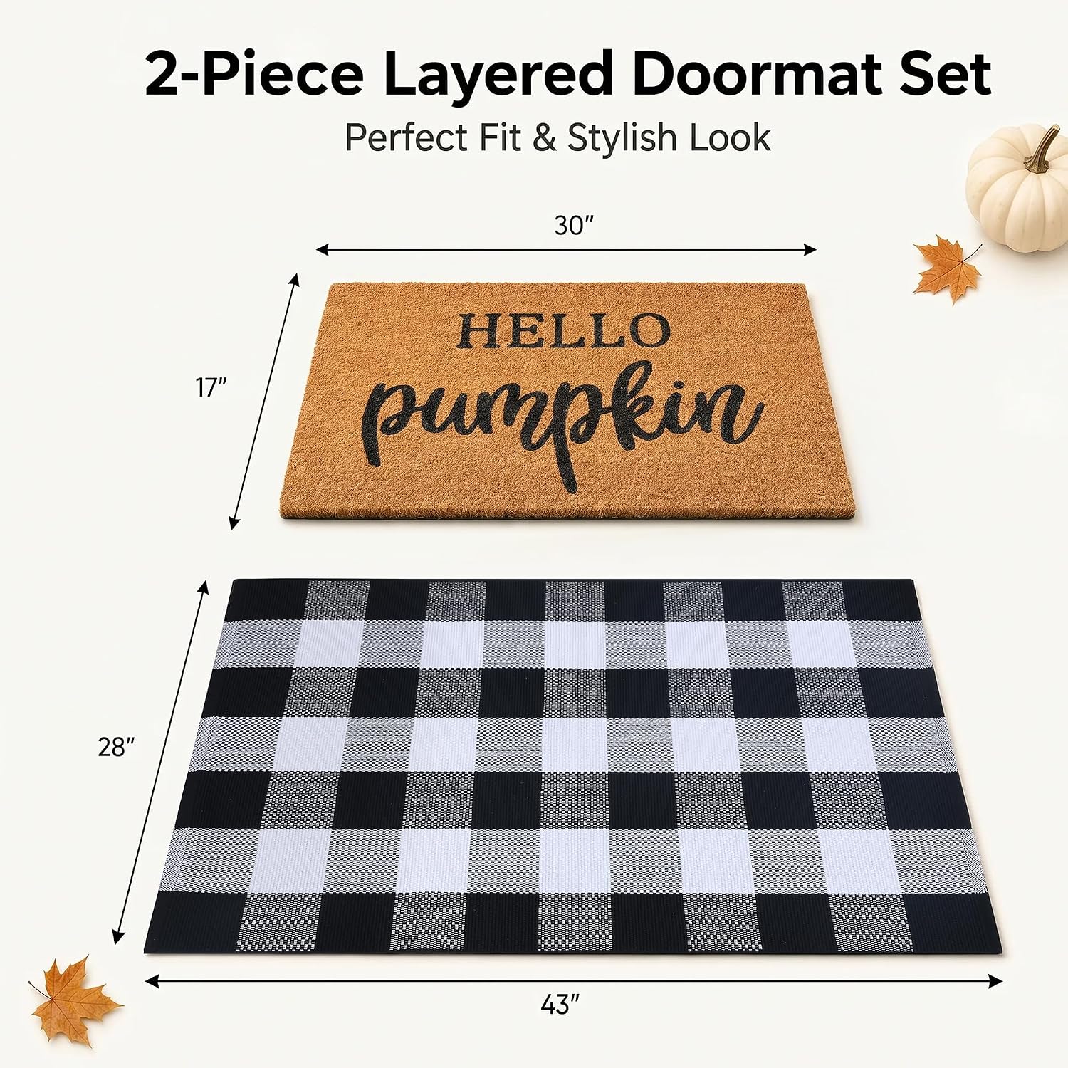 Coir Plaid Fall Porch Entryway Doormat