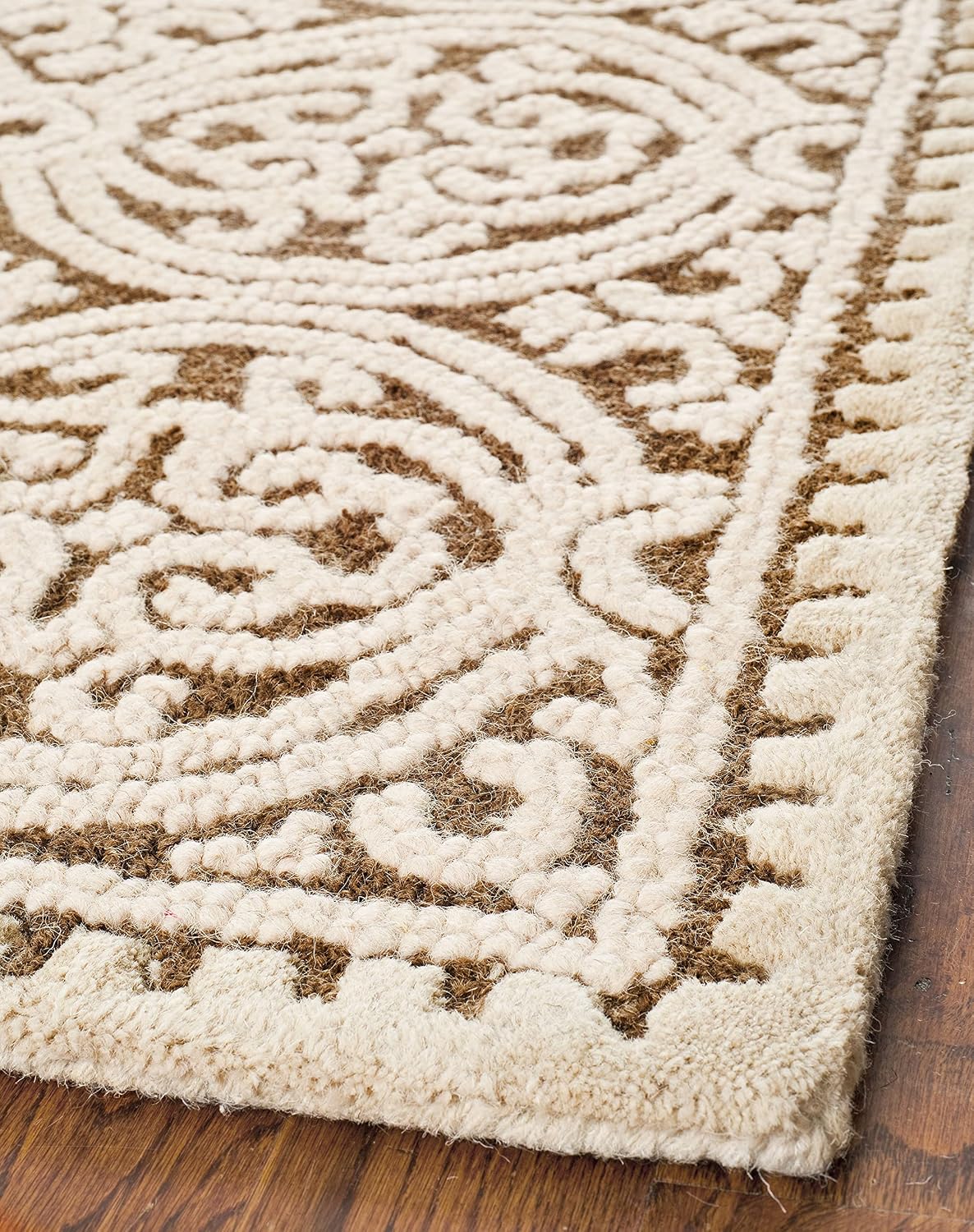 Tan Multi Handmade Wool Moroccan Accent Rug