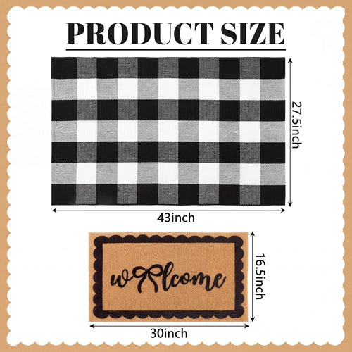 Bow Buffalo Plaid Layered Coir Doormat