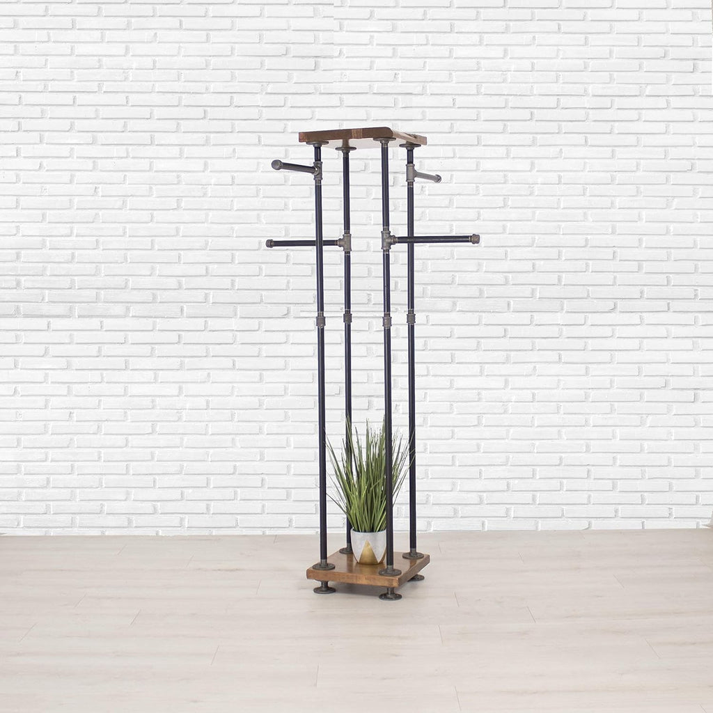 4-Way Wood Pipe Garment Display Rack