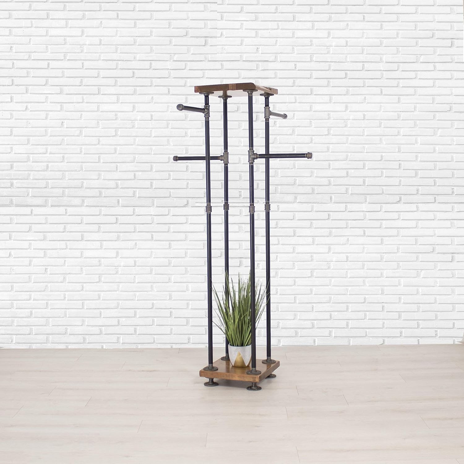 4-Way Wood Pipe Garment Display Rack