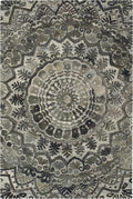 Grey Multi Mandala Medallion Wool Rug