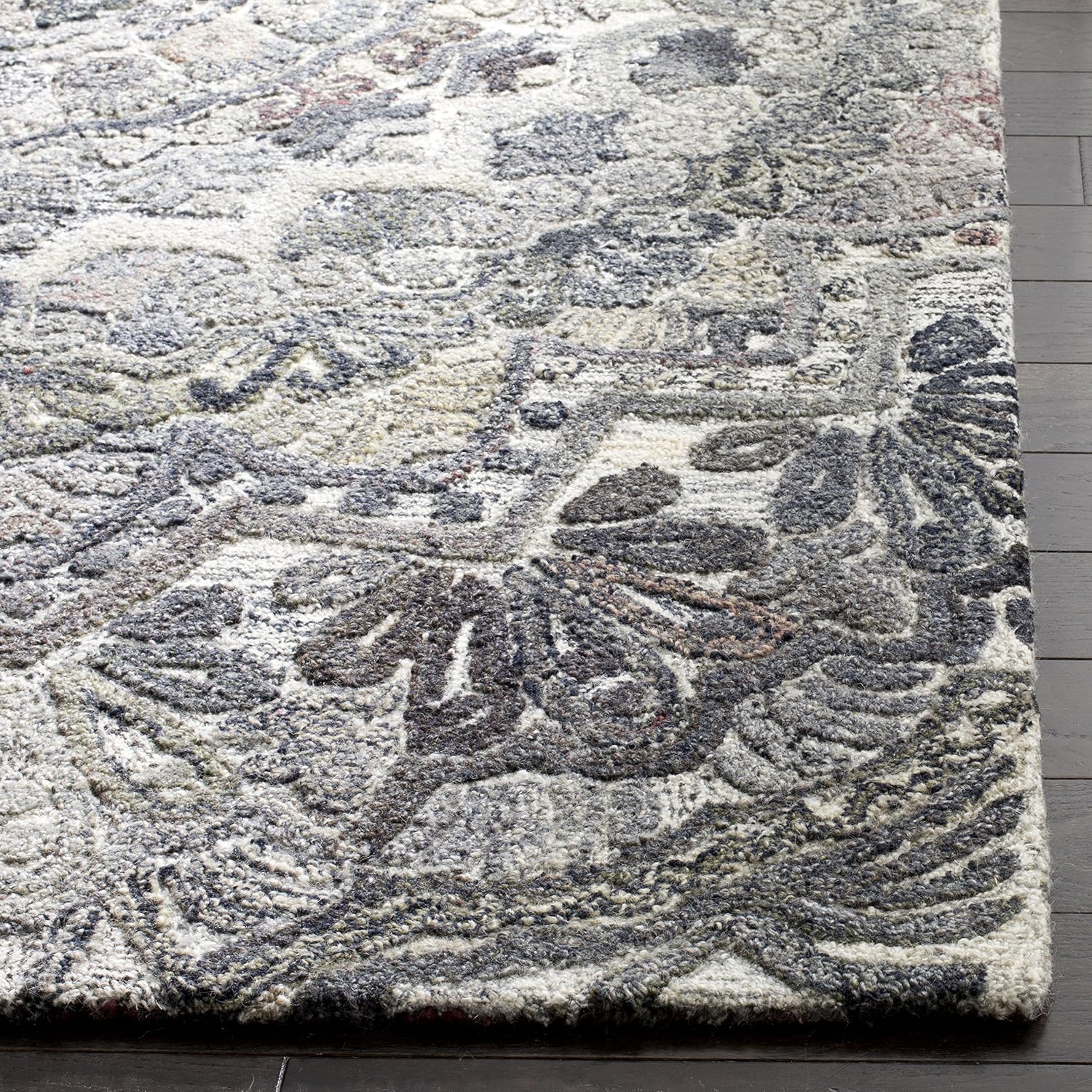 Grey Multi Mandala Medallion Wool Rug