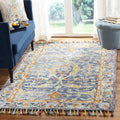 Blue Rust Braided Tassel Wool Rug